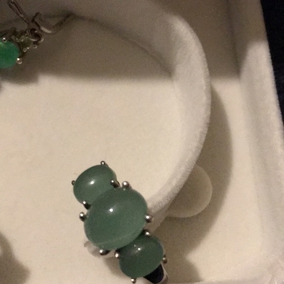 Sterling silver cabashan cut emerald set - Picture 5 of 6